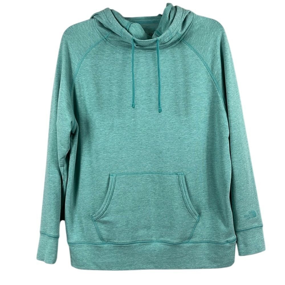 The North Face Cowl Neck Hoodie Pullover Womens Size Medium Teal‎ Drawstring